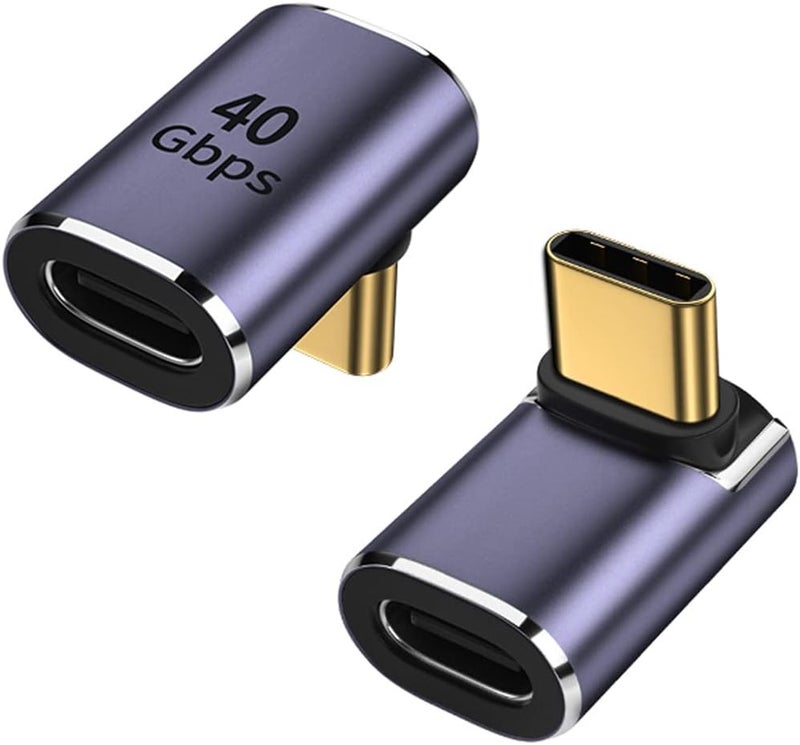 AuviPal محول USB C ذكر بزاوية 90 درجة إلى USB C أنثى، محول USB Type C ممتد لأعلى ولأسفل لجهاز Steam Deck، ROG Ally، Switch، Notebook، PC، Tablet، Phone والمزيد - عبوة 2 - Image 1